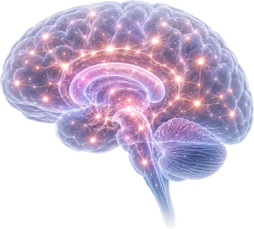 Cervello attraversato da reti di segnali luminosi