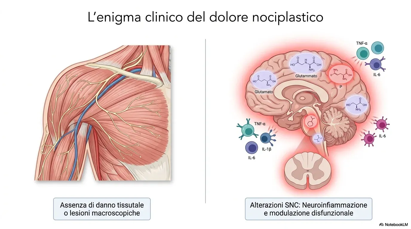 L’enigma del dolore nociplastico: dolore in assenza di danno tessutale, a fronte di neuroinfiammazione e modulazione disfunzionale del sistema nervoso centrale