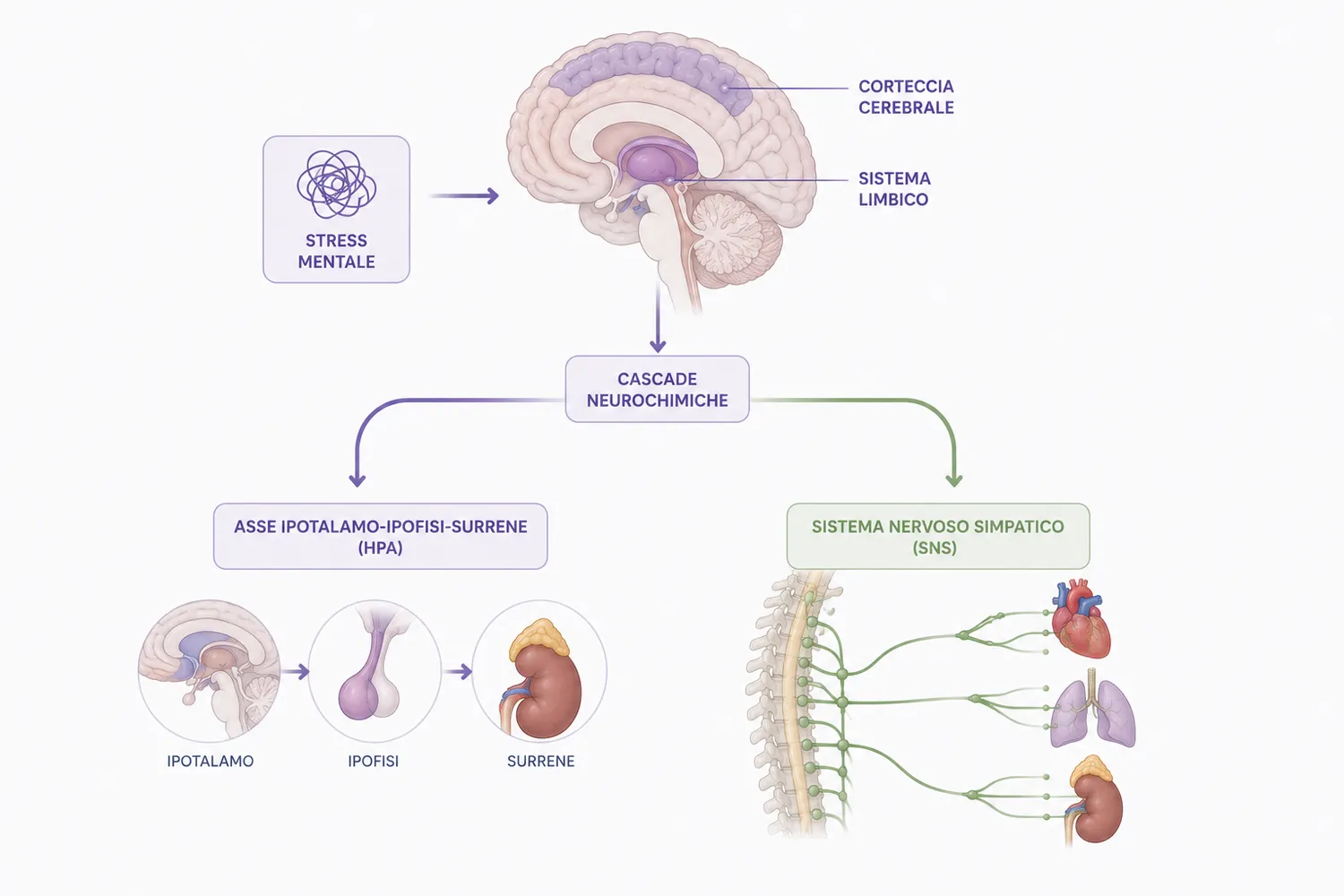 Dallo stress mentale alle cascate neurochimiche: l’asse HPA e il sistema nervoso simpatico